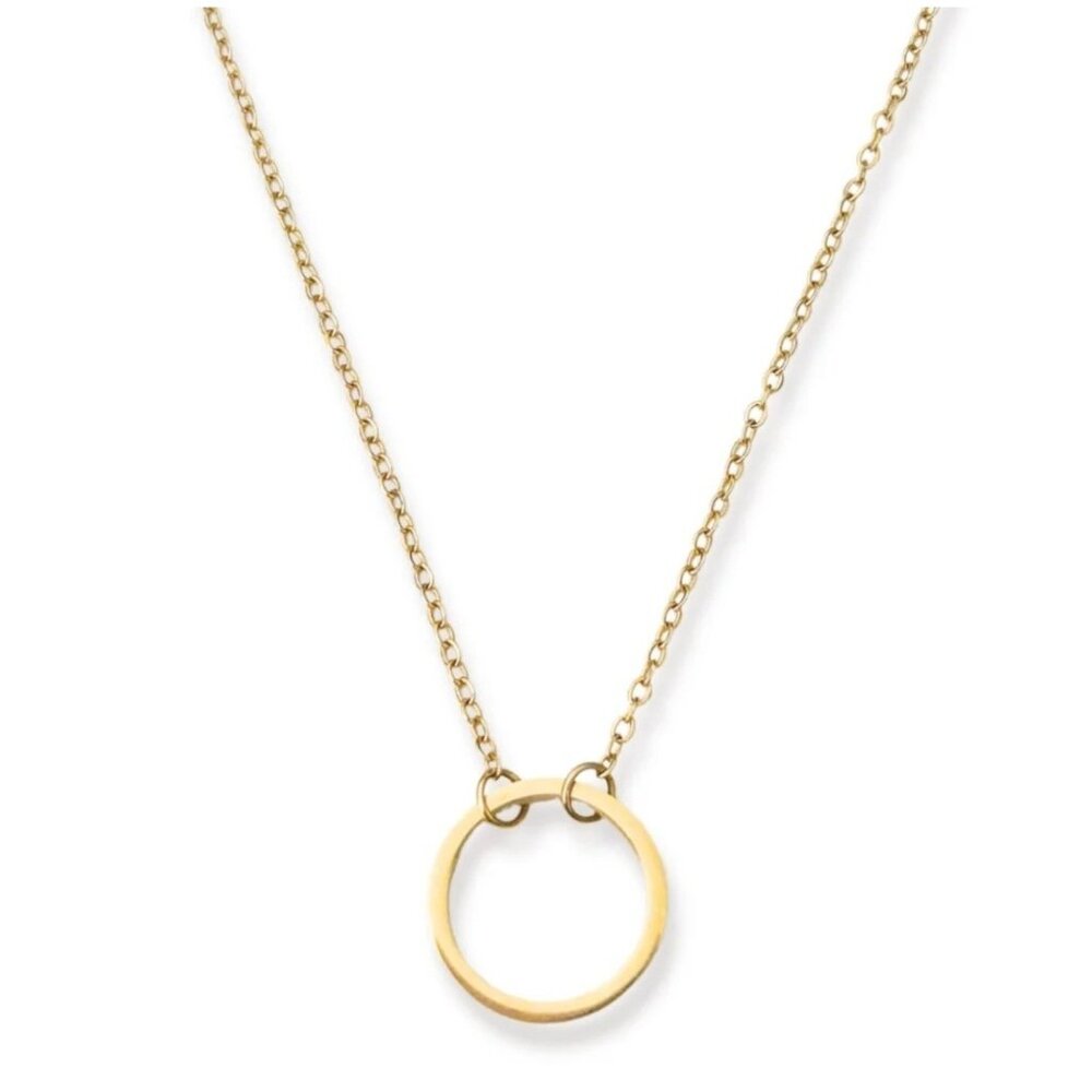 HenriGirl Evie 18K Gold Plated Stainless Steel Evie 18" Chain Circle Necklace